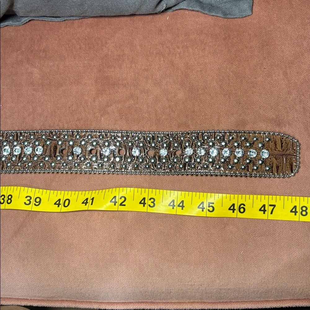 Guess vintage y2k oversized buckle western inspired reptile rhinestone belt